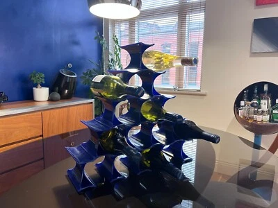 Mid-Century Retro Modular Wine Bottle Rack in Blue - Make it any shape you like! - Image 1 of 4