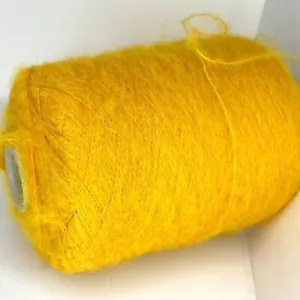 Yellow WOOL ALPACA Cone Yarn for LACE WEIGHT Crafts Hand Machine Knitting - Picture 1 of 4