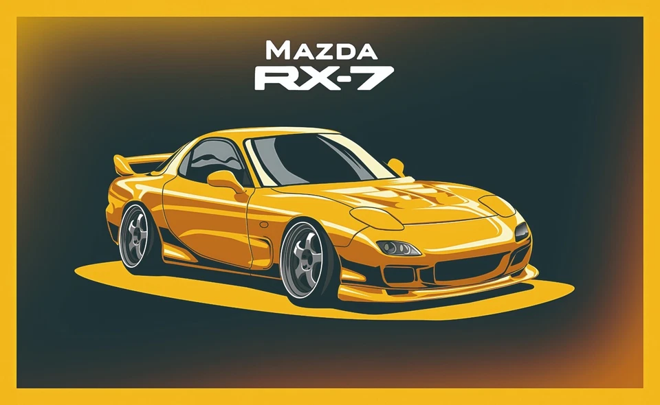 Mazda RX7 Workshop Mancave 5 x 3 фута Потрясающий Дизайн ВИД - Изображение 1 из 1