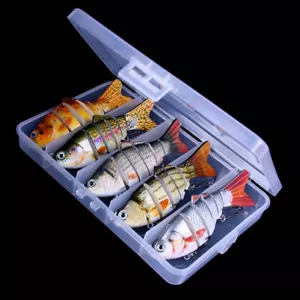 Boîte de 5 leurres de pêche multi-articulaires appâts de natation appâts durs appâts à manivelles 6 segments États-Unis - Photo 1 sur 7