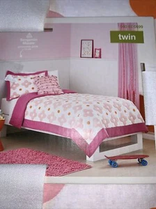 Circo Twin Quilt Sham Pink Flower Dot Collection Pink Flowers Orange Polka Dots - Picture 1 of 5