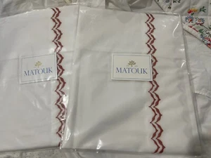 $450 Matouk Italy NWT 2pc Euro Shams 600TC Cotton Percale Atlas Hasienda Milano - Picture 1 of 4