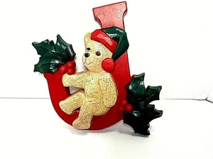 HOMCO=CHRISTMAS TEDDY BEARS PLAQUES "JOY" VTG-1970'S #7610-5 - Picture 1 of 5