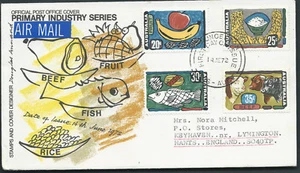 1972 Primary Industries Fruit Rice Beef Fish Albany WA Australia FDC to UK GB - Picture 1 of 1