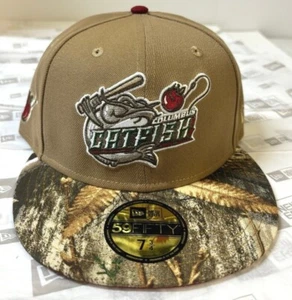 Columbus CatFish MILB NE Real Tree Camo Fitted Hat~Sand - Picture 1 of 5