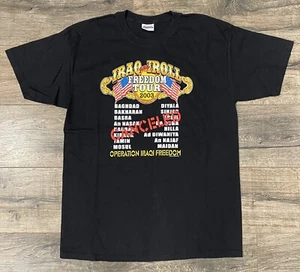Vintage 2003 Iraq And Roll Freedom Tour Cancelled USA Freedom Large Shirt Osama - Picture 1 of 3