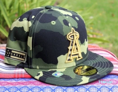 2022 MLB Armed Forces Day Los Angeles Angels Fitted Hat New Era 59FIFTY On Field - Image 1 of 4
