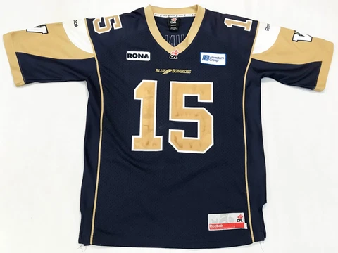 Puma CFL Winnipeg Blue Bombers WASHINGTON #15 Football Jersey L Navy Blue Sewn Cover