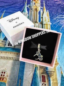 2024 Disney Parks Exclusivo Pandora Minnie Mouse Orejas Azul Negro Pavé Dije Nuevo - Imagen 1 de 1