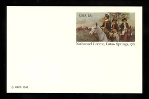 US Postal Stationery UX90 Mint Postal Card Nathanael Greene Eutaw Spring SC 1981 - Picture 1 of 2