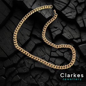 Mens Boys 9ct Gold Filled Solid Italian Curb Cuban Chain 21.5" 9mm + Giftbox - Picture 1 of 4