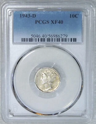 1943-D Mercury Dime PCGS XF40 Original Luster Just Graded New Holder #A53A - Image 1 of 4