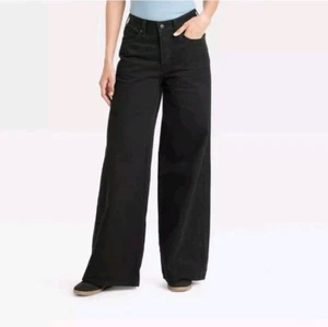 Women's Mid-Rise Super Wide Leg Jeans - Universal Thread Relaxed Sz 0 Reg NWT - Picture 1 of 18
