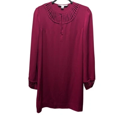 Vestido Diane Von Furstenberg Borgoña Seda Cuello Plisado Manga Larga Talla 6 Foto 1 de 4