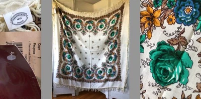 NUEVO NUEVO CON ETIQUETAS XL PAVLOVO POSAD CREMA LANA BABUSHKA BUFANDA CHAL FLECOS FLORALES 56" DEFECTO Foto 1 de 4