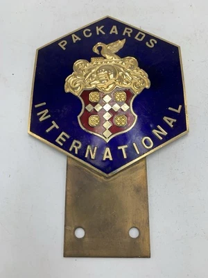 Placa de matrícula de latón Packards International Auto Club esmaltada insignia de coche Foto 1 de 4