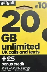 GIFFGAFF SIM CARD NEW UK SIM PAY AS YOU GO GSM FREE £5 CREDIT AFTER ACTIVATION - Picture 1 of 1