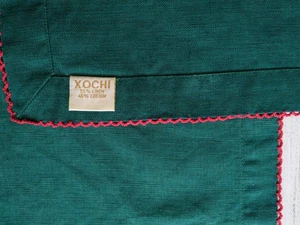 XOCHI Holiday Christmas Napkins Green Red Edging Linen Cotton Oversized SET Of 4 - Picture 1 of 6
