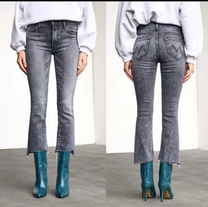 Jeans denim Mother The Insider Crop Step Fray taglio grezzo zip fermi treno taglia 27 - Foto 1 di 18