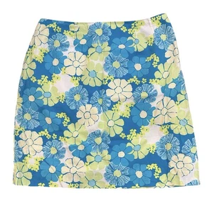 Gonna vintage Lilly Pulitzer taglia 4 floreale verde blu foderata cerniera 100% cotone - Foto 1 di 8