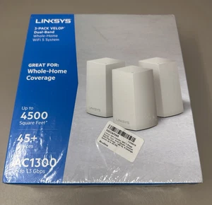 Linksys Velop AC1300 Dual-Band Whole-Home Mesh Wi-Fi 5 System (3 Pack) White NEW - Bild 1 von 8