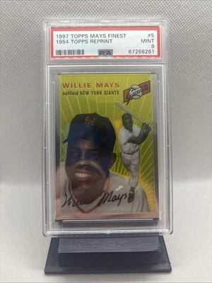 1997 Topps Finest Willie Mays #5 1954 Reprint Refractor PSA 9 Mint - Image 1 of 2