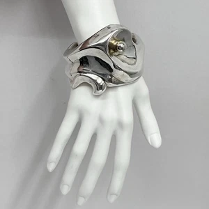 Vintage Sterling Israel Large Modernist Cuff Bracelet Signed A. IDAY 64 Grams - Picture 1 of 12