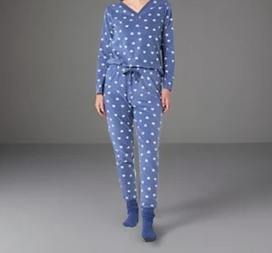 Jaclyn Women’s 3-pc. Pant Pajama Set V-Neck Long Sleeve XL Blue Heart 🆕 reg$49 - Picture 1 of 3