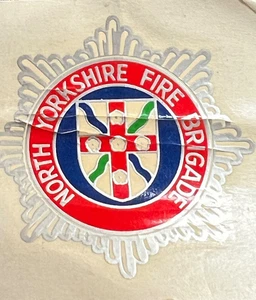 VINTAGE NORTH YORKSHIRE FIRE BRIGADE STICKER CREASED - Picture 1 of 3