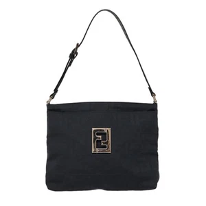 Auténtico bolso de hombro Fendi Zucca de lona negro - Imagen 1 de 24