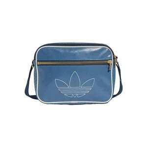 Adidas Mini Airliner Premium Shoulder Bag Retro Style Blue Faux Leather Travel - Picture 1 of 5