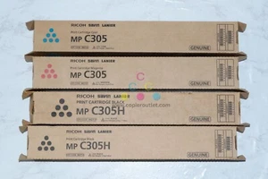 4 tóneres nuevos OEM Ricoh MP C305, 305H CMKK 842122, 842121, 842119 (sin amarillo) - Imagen 1 de 6