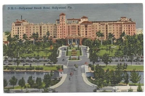 Postcard Linen FL Hollywood Florida, c1956, Hollywood Beach Hotel, Gardens — C28 - Picture 1 of 2
