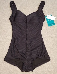 Maxine Of Hollywood Womens One Piece Black Textured Bathing Swim Suit NEW SZ 8 - Picture 1 of 5