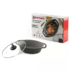 AETERNUM CASSERUOLA OVALE ACCIAIO ANTIADERENTE PETRAVERA PLUS COPERCHIO 32 cm - Foto 1 di 4
