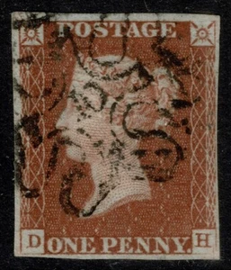 1841 1d Red Plate 27 DH 4m Fine London No 10 in Maltese Cross VFU Cat. £320.00 - Picture 1 of 1