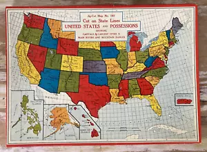Vintage map jigsaw puzzle United States & Possesions Philippines Jig Cut No. 193 - Picture 1 of 3
