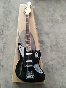 Black Gloss Paint Semi-hollow Jaguar Electric Guitar Rosewood Fretboard 6 String