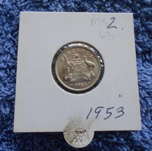 #D61.  #2.  QUALITY  1953  AUSTRALIAN   SILVER SIXPENCE COIN - Picture 1 of 3