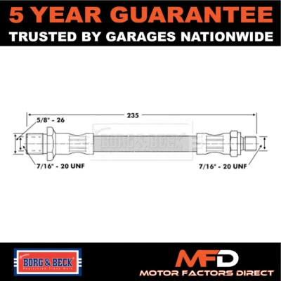 Manguera de embrague delantera izquierda Borg & Beck 1,8 3,5 para MG MGB 1962-1980 Foto 1 de 4