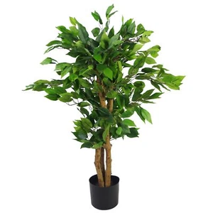 Planta artificial de ficus árbol de hoja perenne arbustiva 90 cm de planta de interior realista - Imagen 1 de 3