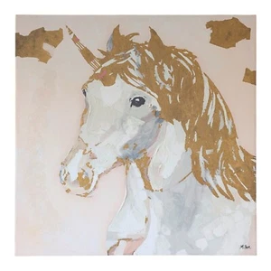 Tracey Miller Unicorn Giclee with Hand Embelished Paint & Gold Foil 29 x 29 - Picture 1 of 6