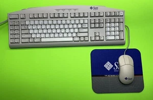 Teclado Sun 320-1272 tipo 6 EE. UU./UNIX Mini-Din 8 y mouse y almohadilla 370-3631 x3515a - Imagen 1 de 12