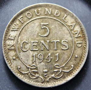 5 centavos de plata de Terranova Canadá 1941-C Jorge VI - Imagen 1 de 2