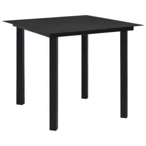 Garden Dining Table Black 80x80x74cm Steel Glass Outdoor Patio Bistro Cafe - Picture 1 of 5