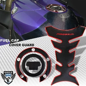 CHROMED RED&BLACK PRO GRIP FUEL TANK PAD+GAS CAP COVER FOR YAMAHA YZF R1/R6/FZ - Picture 1 of 9