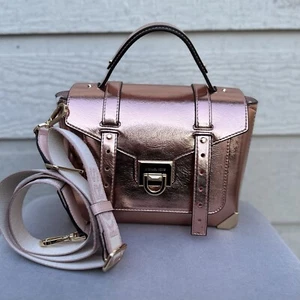 MICHAEL KORS MANHATTAN MEDIUM SATCHEL CROSSBODY SHOULDER BAG $598 Metalic Rose - Picture 1 of 12