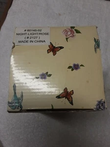 COSMOS 2127 FINE PORCELAIN LIGHTED BUTTERFLY / PEACE ROSE NIGHT LIGHT BEAUTIFUL! - Picture 1 of 7
