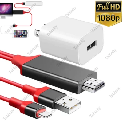 1080P HDMI Mirroring Cable Phone to TV HDTV Adapter For iPhone 6 7 8 11 12 13 14 - Image 1 of 4
