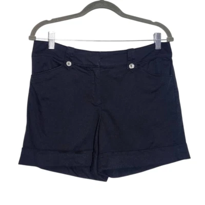 White House Black Market Black Cuffed Cotton Shorts Size 8 Preppy Black Shorts - Imagem 1 de 4